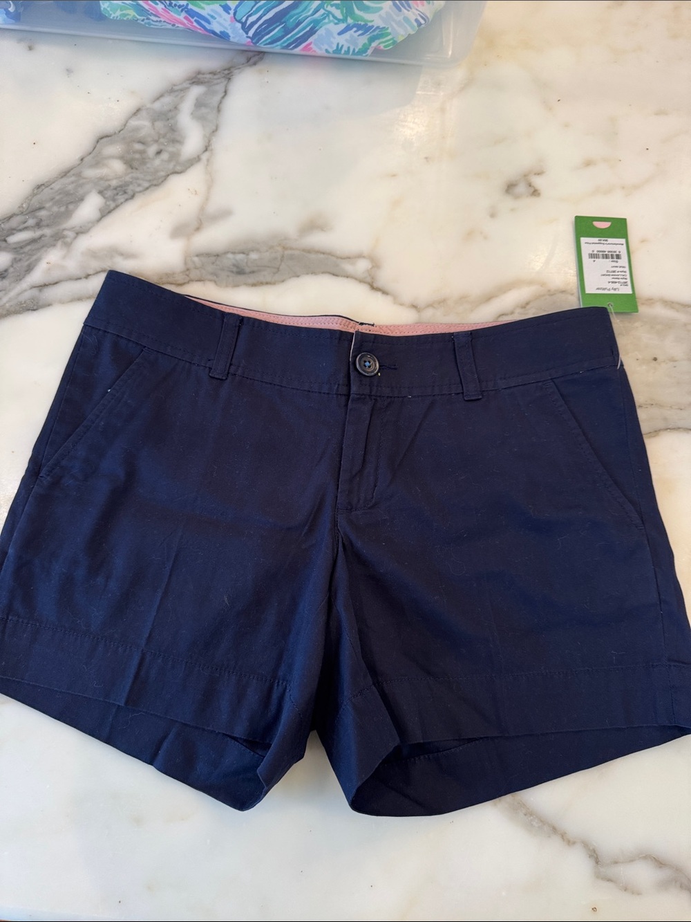 Lilly Pulitzer Navy High-Waist Shorts